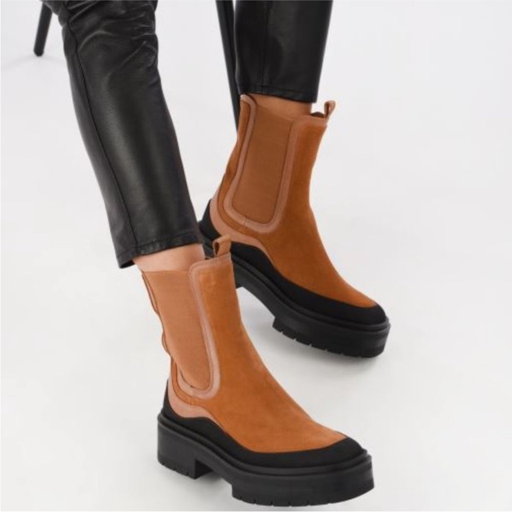 Sam Edelman LULIA LUG SOLE BOOT COLOR: Camel/Whiskey Suede women Sz 7 new